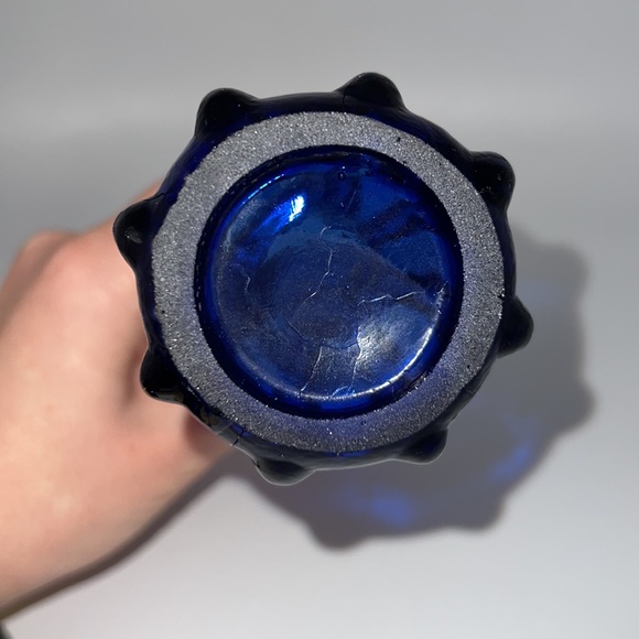 Vintage MCM 5 Finger Cobalt Blue Glass Swung Vase - Picture 8 of 12